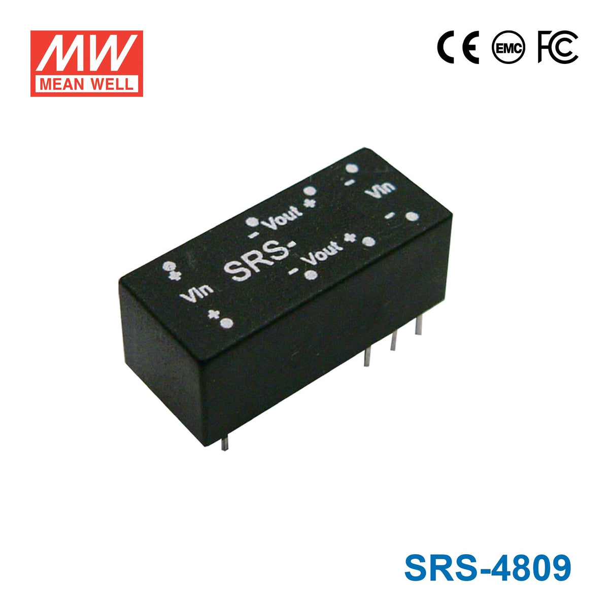 Mean Well SRS-4809 DC-DC Converter - 0.5W - 43.2~52.8V in 9V out - SRS-4809 - powersupplymall.com