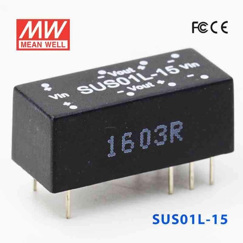 Mean Well SUS01L-15 DC-DC Converter - 1W - 4.5~5.5V in 15V out - SUS01L-15 - powersupplymall.com