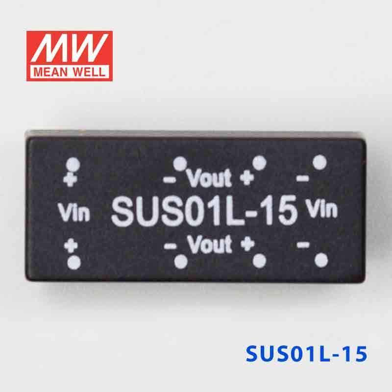 Mean Well SUS01L-15 DC-DC Converter - 1W - 4.5~5.5V in 15V out - SUS01L-15 - powersupplymall.com