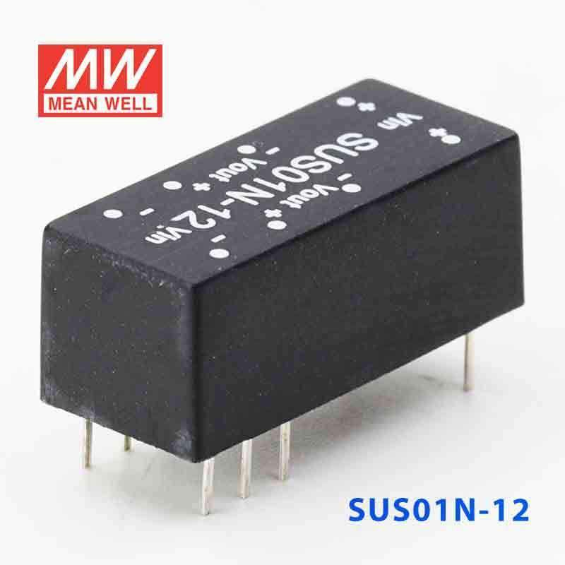 Mean Well SUS01N-12 DC-DC Converter - 1W - 21.6~26.4V in 12V out - SUS01N-12 - powersupplymall.com