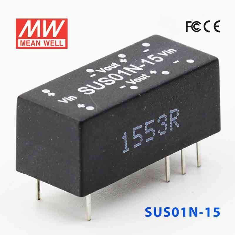 Mean Well SUS01N-15 DC-DC Converter - 1W - 21.6~26.4V in 15V out - SUS01N-15 - powersupplymall.com