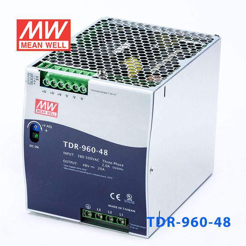 Mean Well TDR - 960 - 48 Single Output Industrial Power Supply 960W 48V - DIN Rail - TDR - 960 - 48 - powersupplymall.com