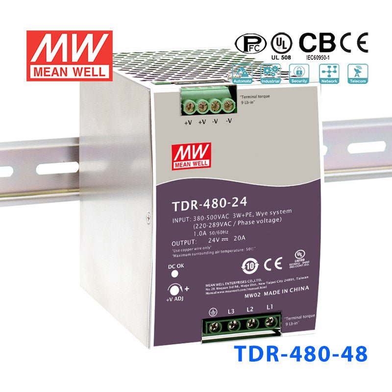 Mean Well TDR Series Power Supply 48V(240~960W) - powersupplymall.com