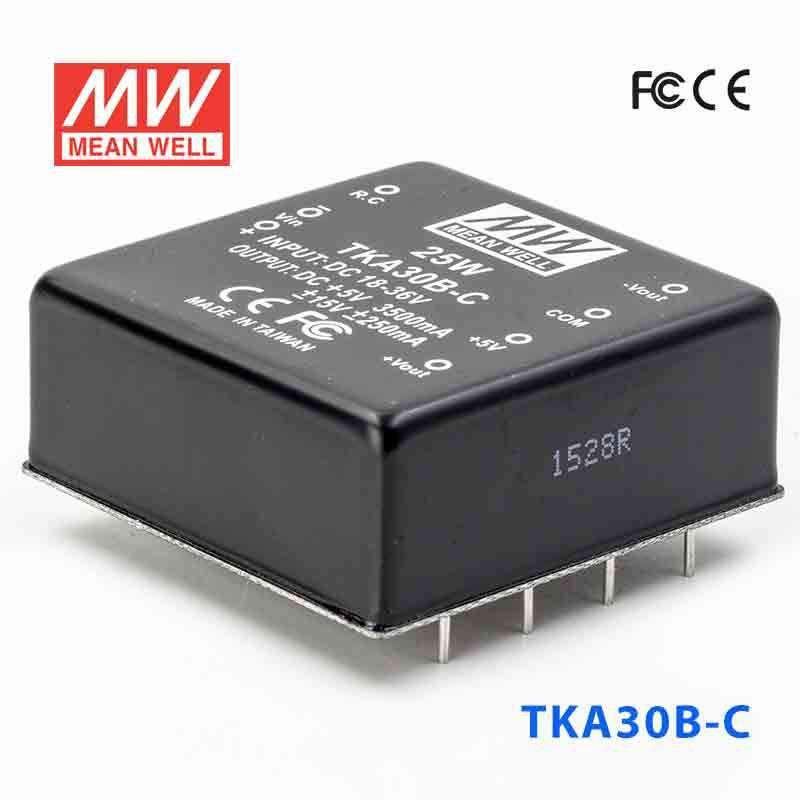 Mean Well TKA30B - C DC - DC Converter - 25W - 18~36V in ±12V out - TKA30B - C - powersupplymall.com