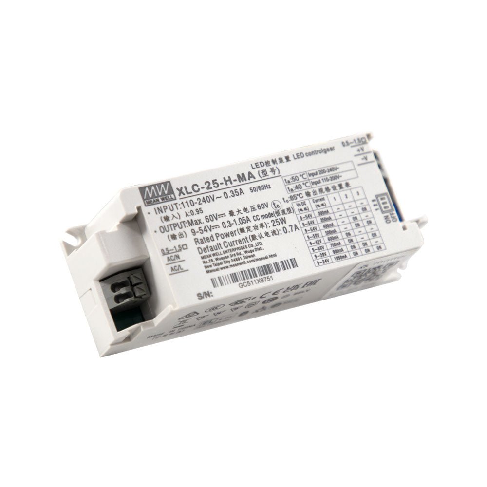 Mean Well XLC - 25 - H - MA LED Driver 25W 700mA 9~54V Constant Power, Current Setting by Dip Switch, Matter Wireless Dimming - XLC - 25 - H - MA - powersupplymall.com