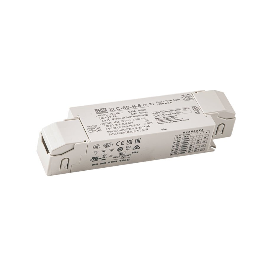 Mean Well XLC - 60 - H - BSN LED Driver 60W 1400mA 9~54V Constant Power, 3 in 1 Dimming with Strain - relief, NFC Current Setting - XLC - 60 - H - BSN - powersupplymall.com