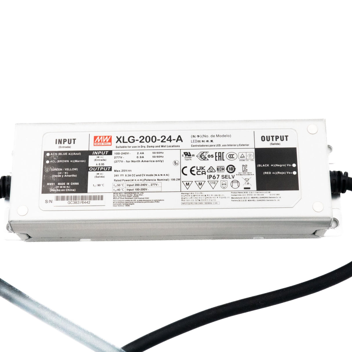 Mean Well XLG - 200 - 24 - A Power Supply 200W 24V - Adjustable - XLG - 200 - 24 - A - powersupplymall.com