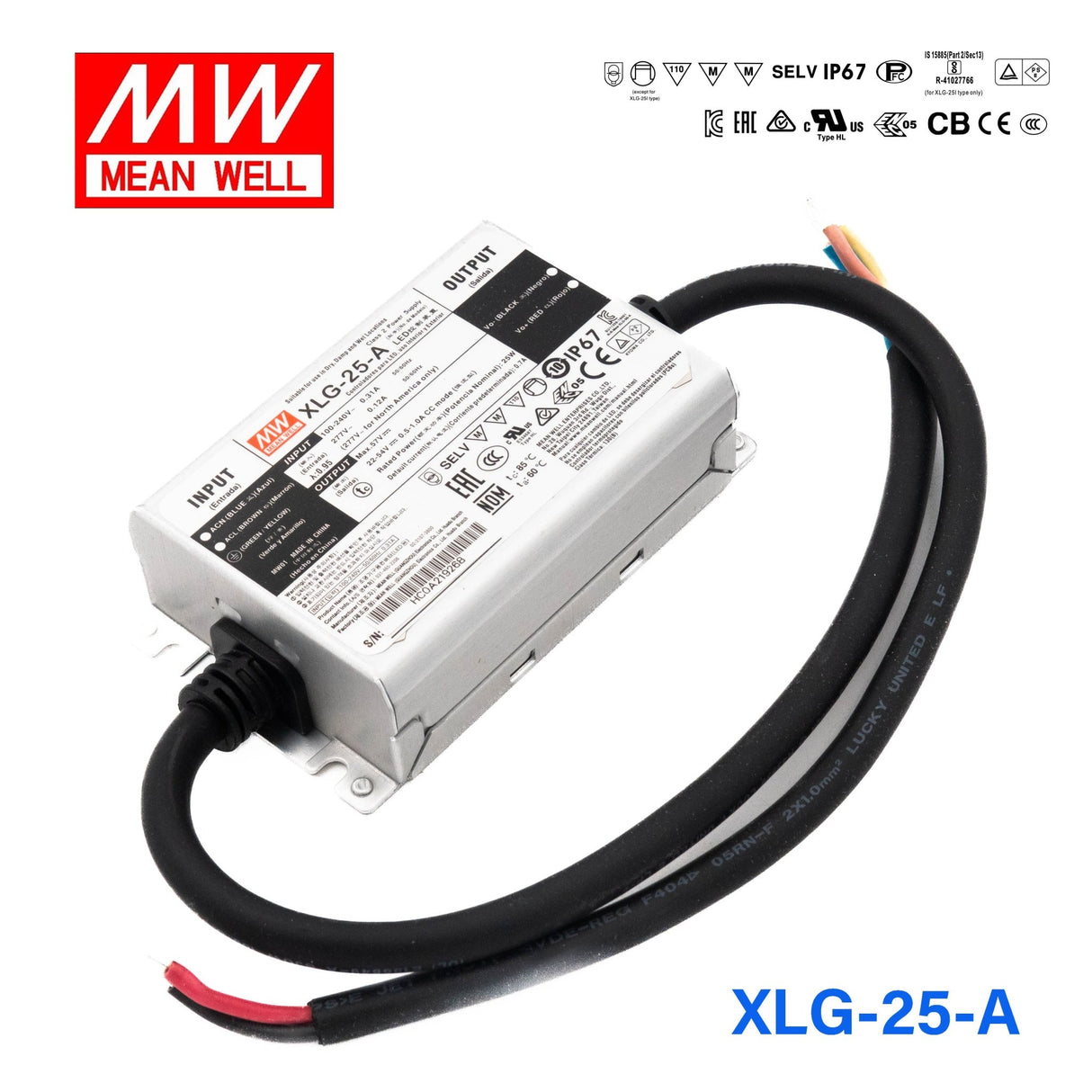 Mean Well XLG - 25 - A Power Supply 25W 700mA - Adjustable - XLG-25-A - powersupplymall.com
