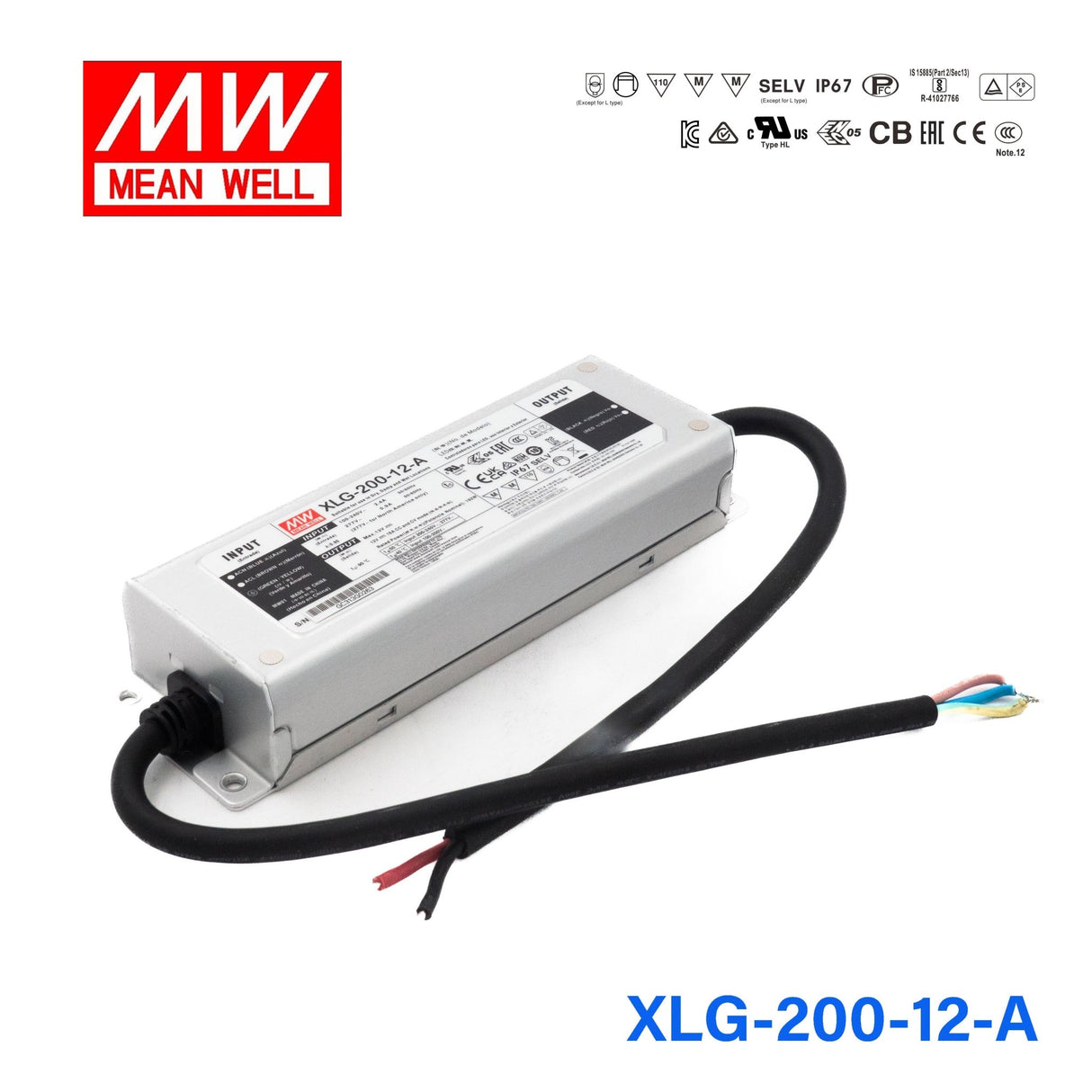 Mean Well XLG Series LED Power Supply 12V (75~200W) - powersupplymall.com