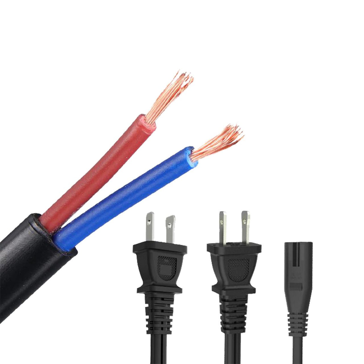 Purple Plug 2 Prong NEMA 1 - 15P Open End Power Cord - 3FT, Copper, 18AWG, 125V 10A, NISPT Wire - PP - 2PROpen - 3F - powersupplymall.com