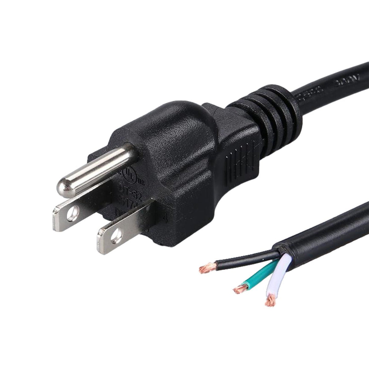 Purple Plug 3 Prong NEMA 5 - 15P Open End Power Cord - 6FT, Copper, 18AWG, 125V 10A, SVT Wire - PP - 3PROpen - 6F - powersupplymall.com