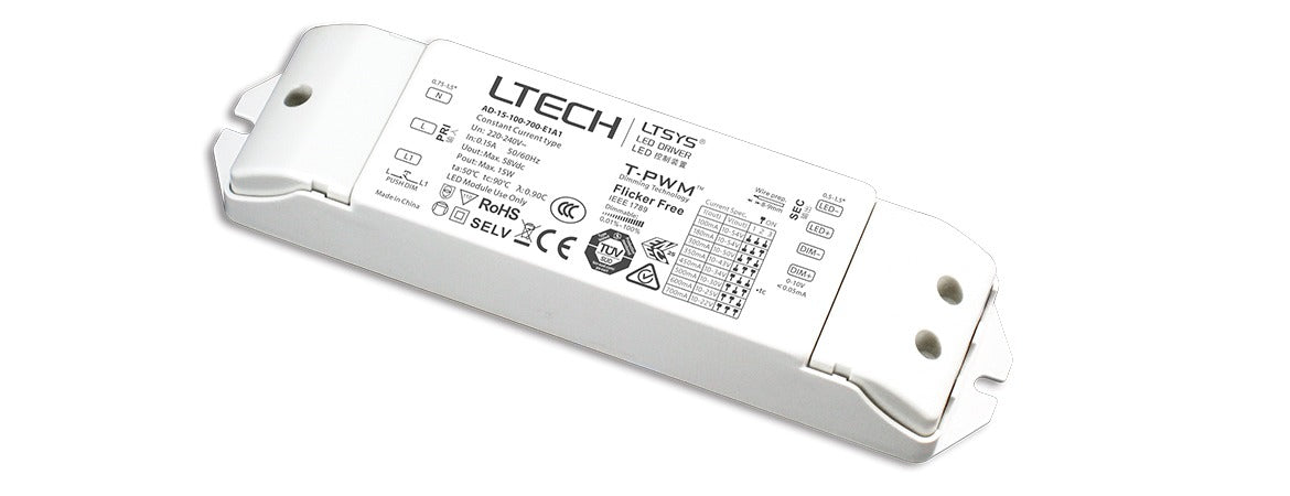 LTECH AD-15-100-700-E1A1 15W 100 ~ 700mA CC 0/1-10V LED Driver - Selectable Output - AD-15-100-700-E1A1 - powersupplymall.com