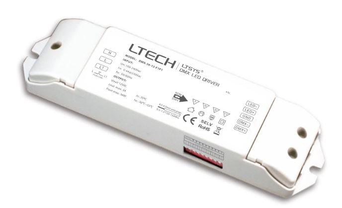 LTECH DMX-36-200-1200-U1P1 36W 200~1200mA CC DMX LED Driver - Selectable Output - DMX-36-200-1200-U1P1 - powersupplymall.com