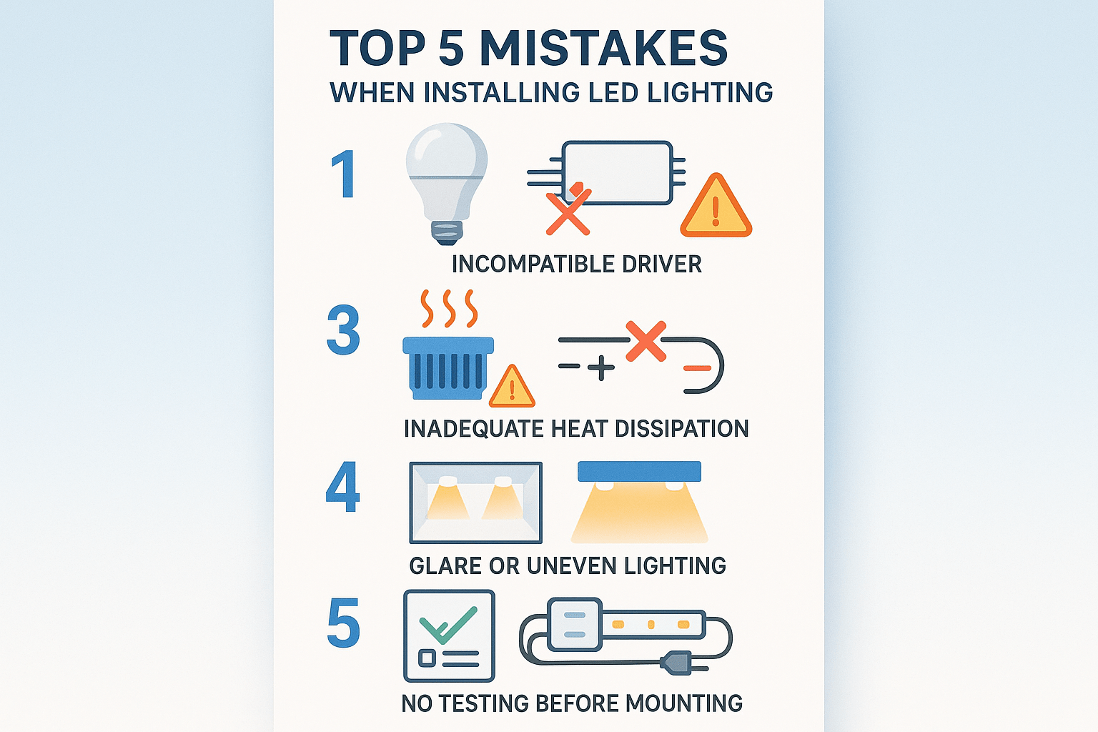 Top 5 Mistakes People Make When Installing LED Lighting (And How to Avoid Them) - powersupplymall.com