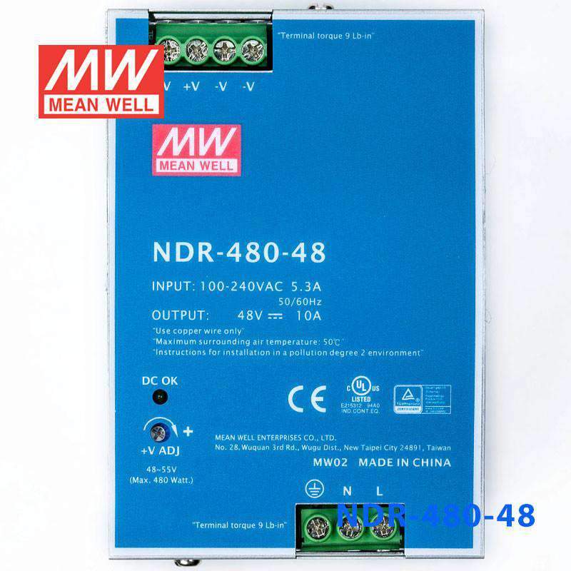 Mean Well NDR-480-48 Single Output Industrial Power Supply 480W 48V 10A - DIN Rail - PHOTO 2
