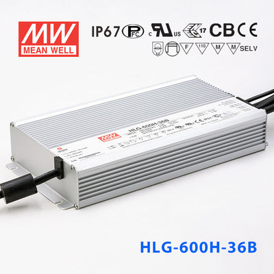 Mean Well HLG-600H-36AB Power Supply 600W 36V - Adjustable and Dimmable 16.7A