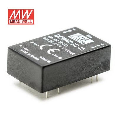 Mean Well DCWN03C-15 DC-DC Converter - 3W 36~72V DC in 15V out 200mA