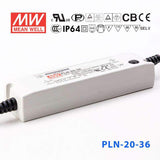 Mean Well PLN-20-36 Power Supply 20W 36V - IP64 550mA