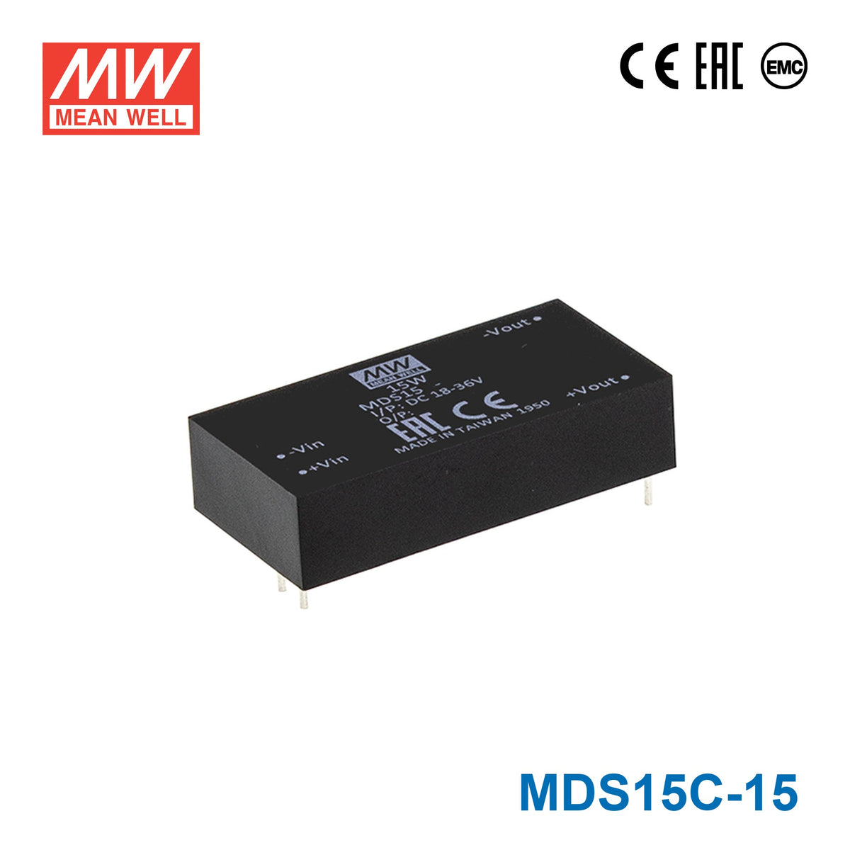 Mean Well MDS15C-15 DC-DC Converter - 15W - 36~75V in 15V out 1A