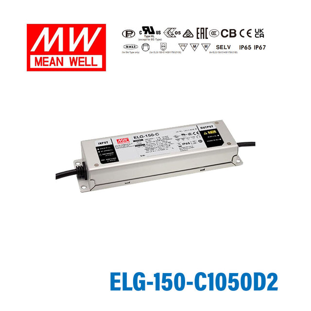 Mean Well ELG-150-C1050D2 AC-DC Single output LED Driver (CC) with PFC