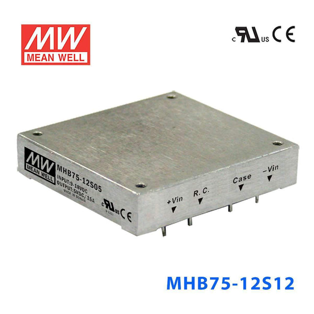Mean Well MHB75-12S12 DC-DC Converter - 75W - 9~18V in 12V out 6.25A
