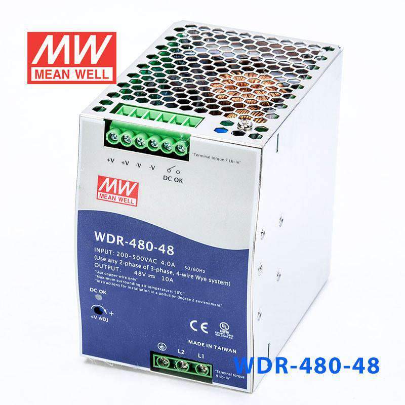 Mean Well WDR-480-48 Single Output Industrial Power Supply 480W 48V 10A - DIN Rail - PHOTO 1