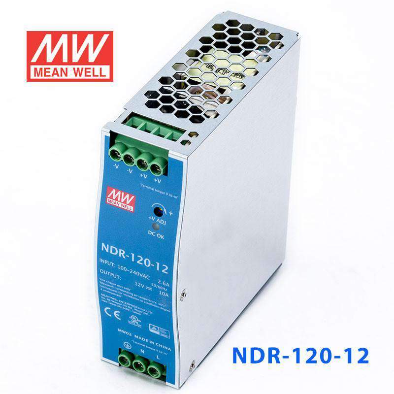 Mean Well NDR-120-12 Single Output Industrial Power Supply 120W 12V 10A - DIN Rail - PHOTO 1