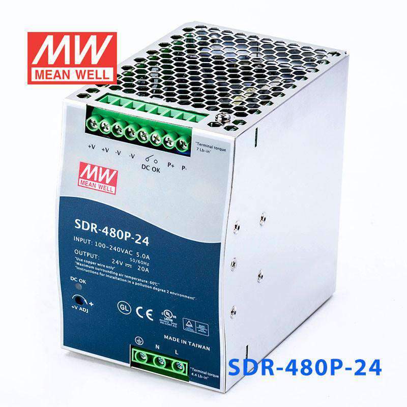 Mean Well SDR-480P-24 Single Output Industrial Power Supply 480W 24V - DIN Rail - PHOTO 1