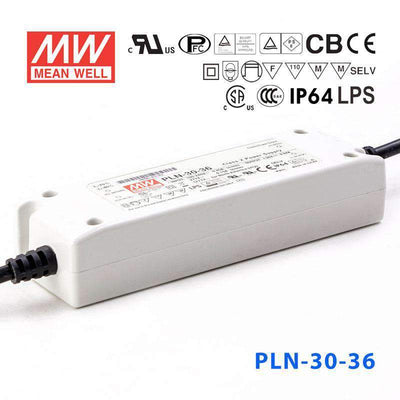 Mean Well PLN-30-36 Power Supply 30W 36V - IP64 840mA