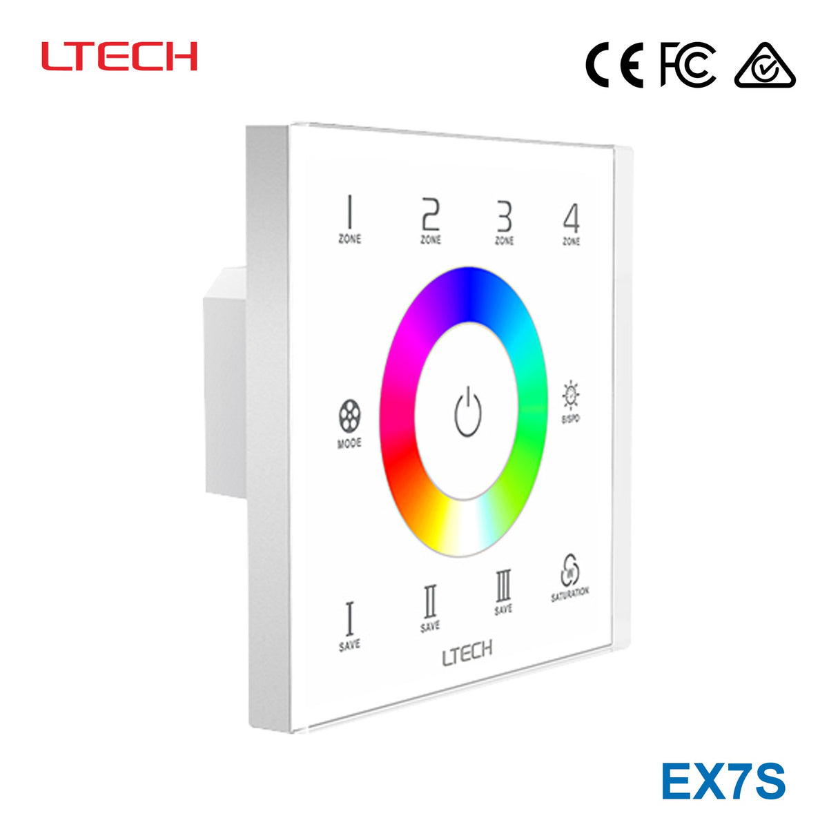 Ltech EX7S Wireless RF/DMX512 Multi-zone Touch Panel - RGB