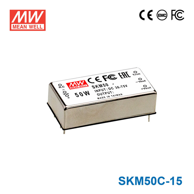 Mean Well SKM50C-15 DC-DC Converter - 50W - 36~75V in 15V out 3.33A