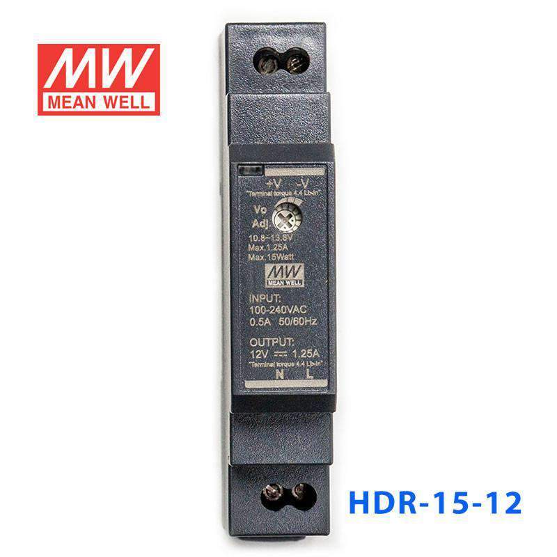 Mean Well HDR-15-12 Ultra Slim Step Shape Power Supply 15W 12V 1.25A - DIN Rail - PHOTO 1