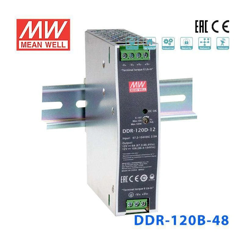 Mean Well DDR-120B-48 DC-DC Converter - 120W - 16.8~33.6V in 48V out 2.5A