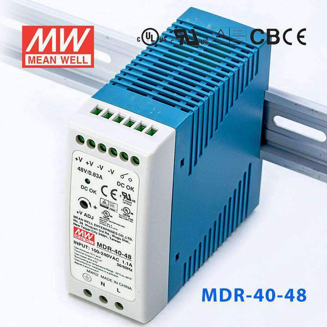 Mean Well MDR-40-48 Single Output Industrial Power Supply 40W 48V - DIN Rail