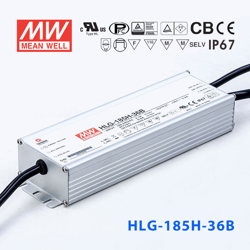 Mean Well HLG-185H-36AB Power Supply 185W 36V - Adjustable and Dimmable