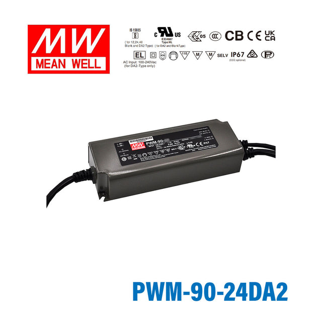 Mean Well PWM-90-24DA2 Power Supply 90W 24V DALI2 3.75A