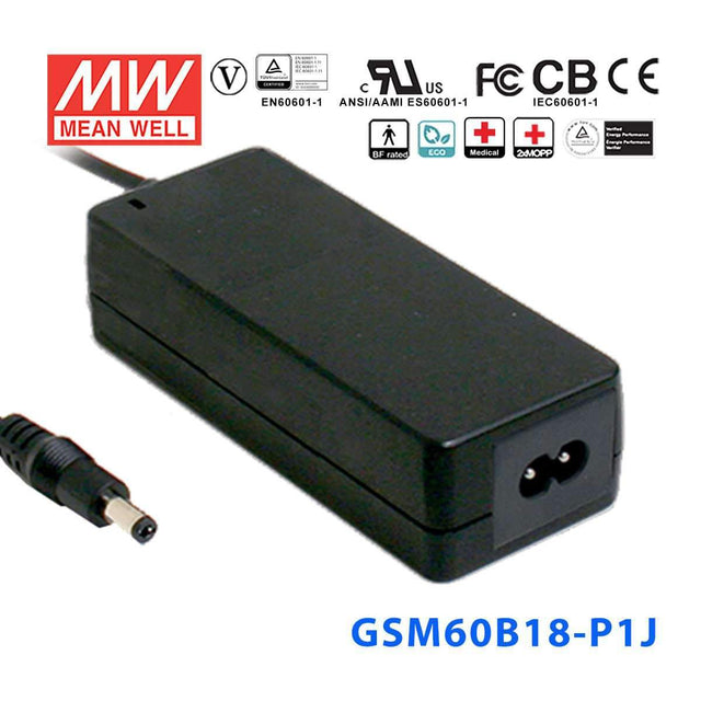 Mean Well GSM60B18-P1J Power Supply 60W 18V