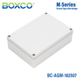 Boxco M-Series 7.09 x 10.04 x 2.95 Inches(180 x 255 x 75mm) Plastic Enclosure, IP67, IK08, ABS, Grey Cover, Screw Type