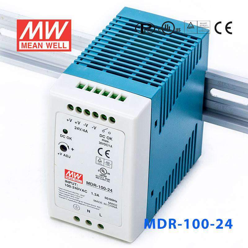 Mean Well MDR-100-24 Single Output Industrial Power Supply 100W 24V - DIN Rail