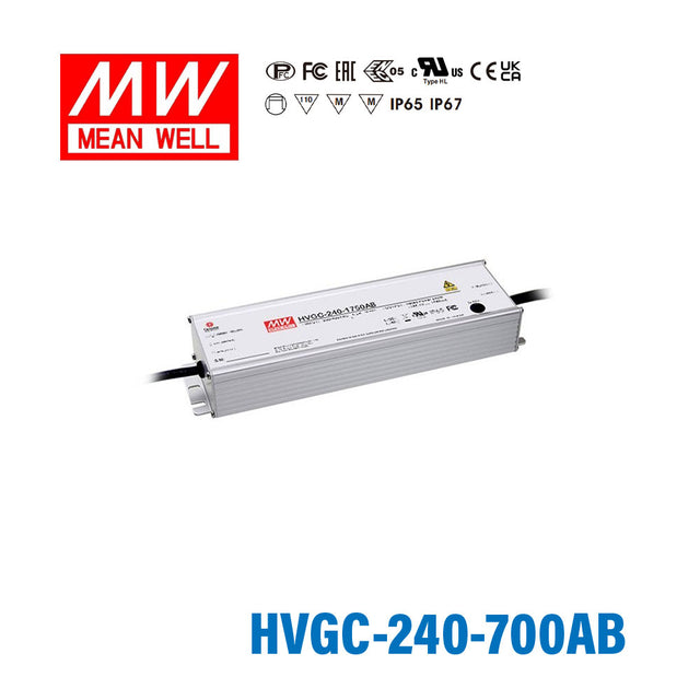 Mean Well HVGC-240-700AB Power Supply 240W 700mA - Adjustable and Dimmable
