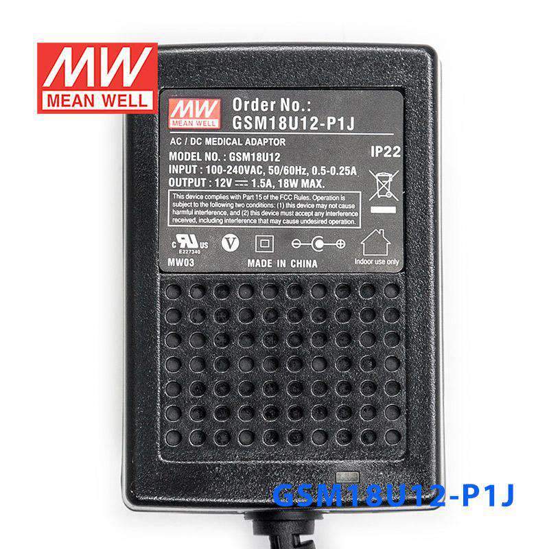 Mean Well GSM18U12-P1J Power Supply 18W 12V - PHOTO 2