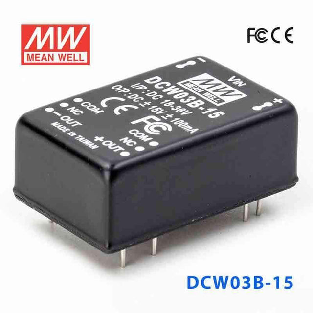 Mean Well DCW03B-15 DC-DC Converter - 3W - 18~36V in ±15V out 100mA