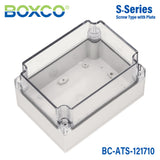 Boxco S-Series 4.92 x 6.89 x 3.94 Inches(125x175x100mm) Plastic Enclosure, IP67, IK08, ABS, Transparent Cover, Screw Type
