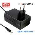 Mean Well GSM18E18-P1J Power Supply 18W 18V