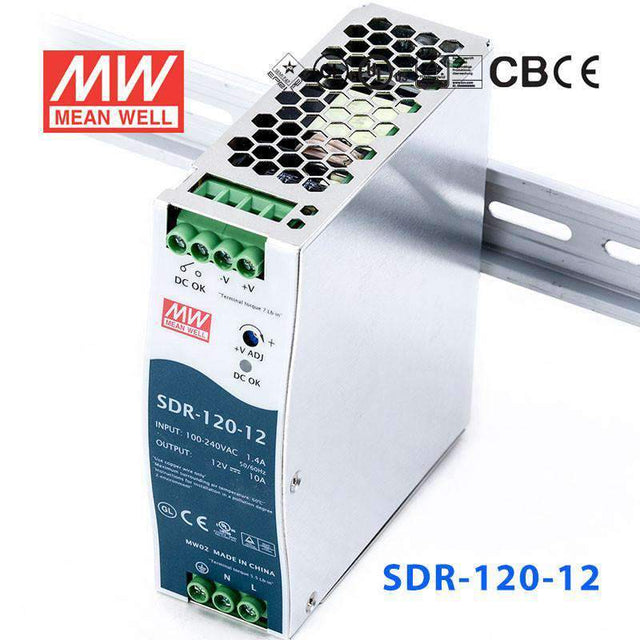 Mean Well SDR-120-12 Single Output Industrial Power Supply 120W 12V - DIN Rail