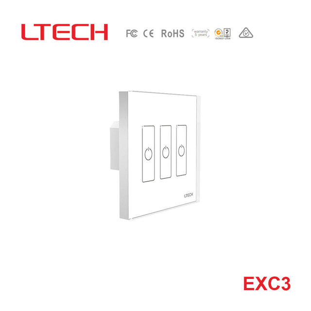 Ltech EXC3 3 Switch Wireless RF/DMX512 Touch Panel - Dimming