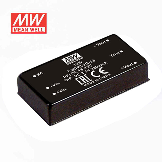 Mean Well RSDW20G-03 DC-DC Converter - 20W - 18~75V in 3.3V out 5.5A