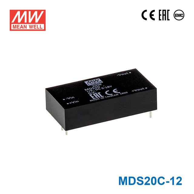 Mean Well MDS20C-12 DC-DC Converter - 20W - 36~75V in 12V out 1.67A