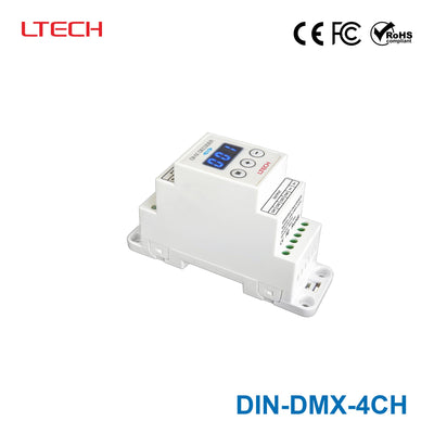 Ltech DIN-DMX-4CH Constant Voltage Decoder - DMX/RDM