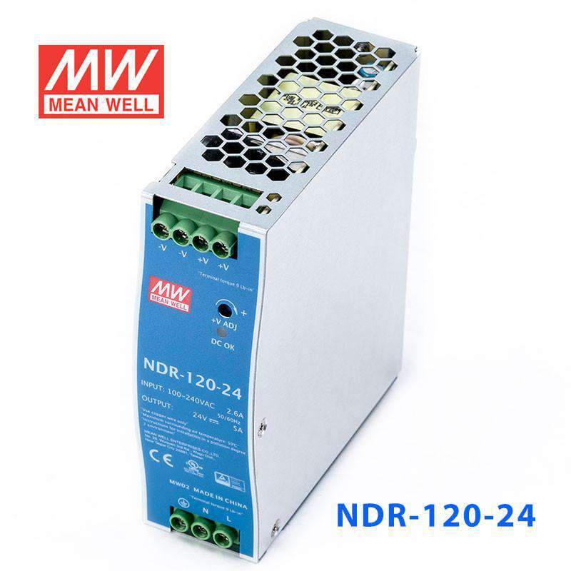 Mean Well NDR-120-24 Single Output Industrial Power Supply 120W 24V - DIN Rail - PHOTO 1